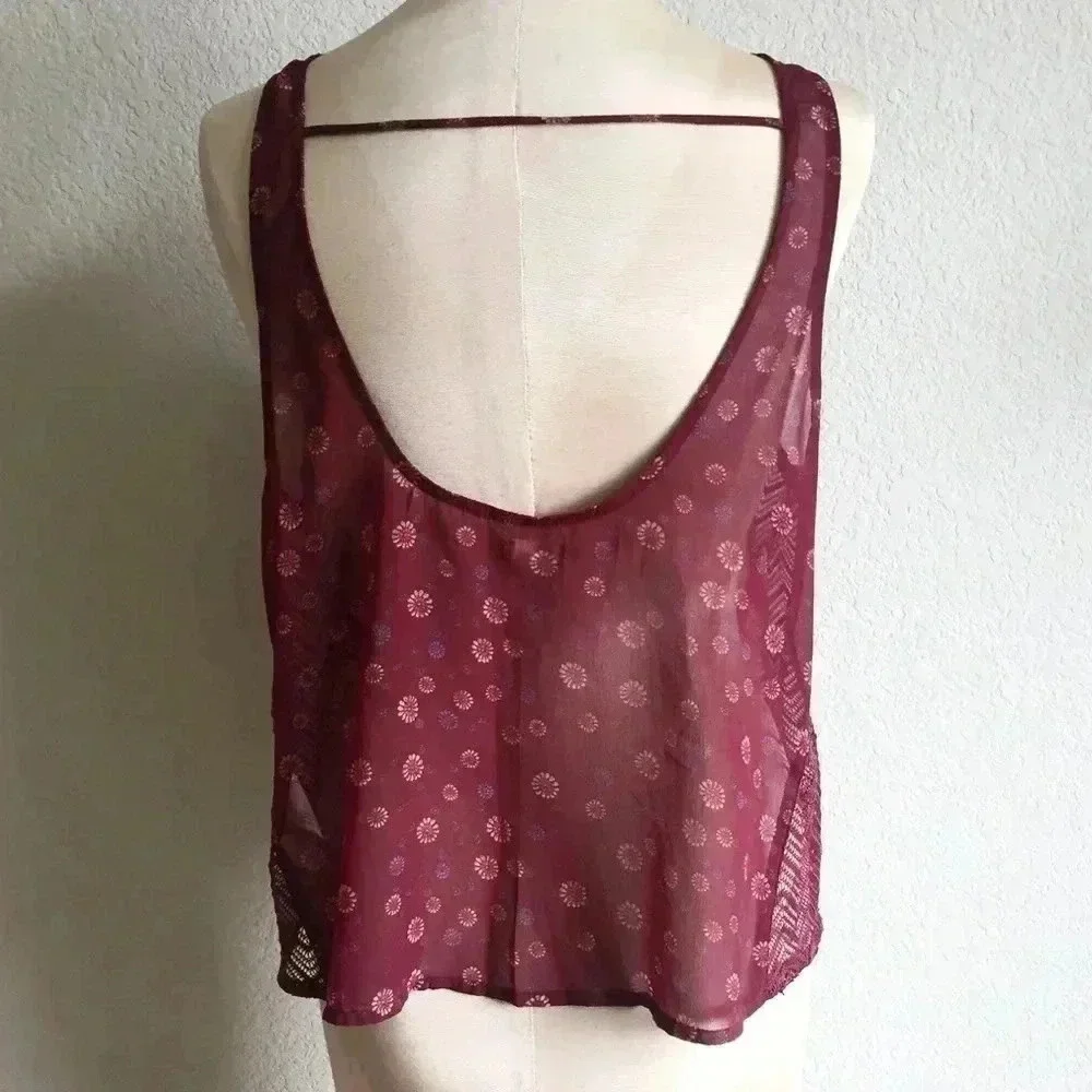Hollister Burgundy Floral Tank Top - Picture 5 of 6